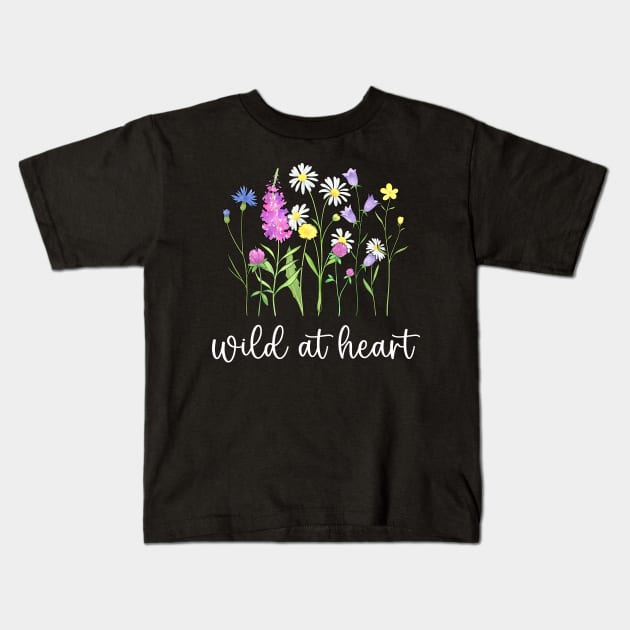 Blooming Wildflowers - Wild At Heart Kids T-Shirt by Whimsical Frank